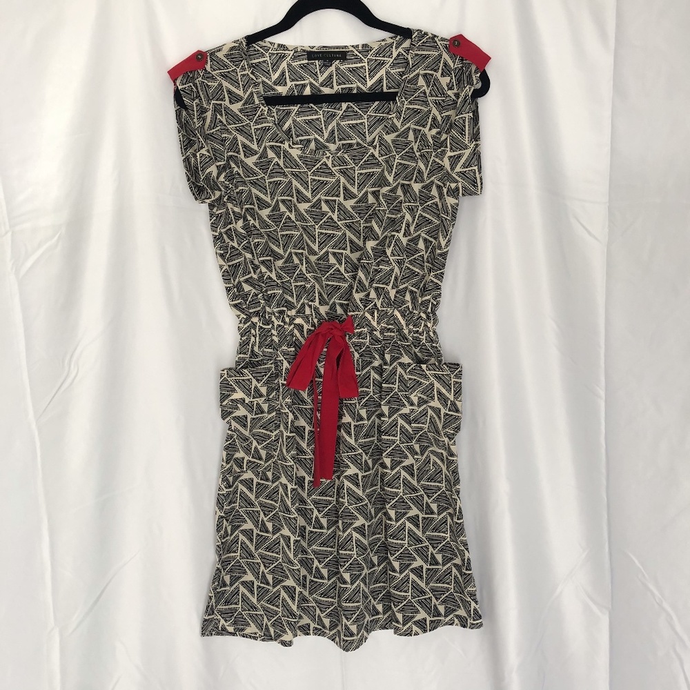 Cream with Black Triangle Design Dress
